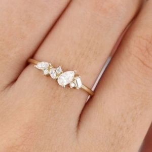 Moissanite Art Deco vintage yellow gold - sz 7.5